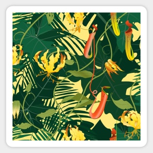 exotic flora on yellow Sticker